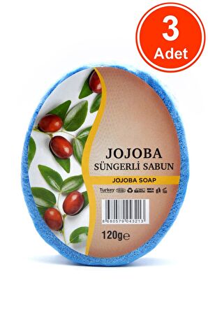 Jojoba Özlü Süngerli Sabun Banyo Duş Sabunu 120 G x 3 Adet