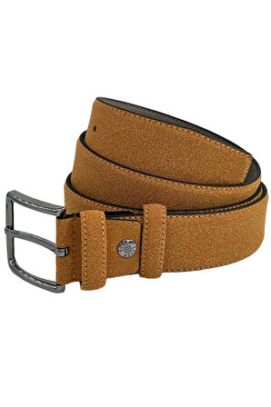 Taba Süet Suni Deri Kenarları Dikişli 4 cm. Genişlikli Klasik Erkek Kemer - XD-7400-811-ST