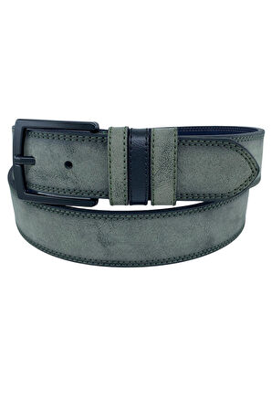 Haki Yeşil Süet Suni Deri Çift Dikişli Model 4 cm.lik Unisex Spor Kemer - XD-9010-10-ST