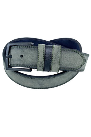 Haki Yeşil Süet Suni Deri Çift Dikişli Model 4 cm.lik Unisex Spor Kemer - XD-9010-10-ST
