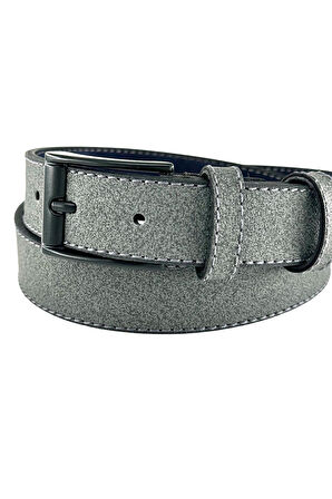 Gri Çocuk Boy Suni Deri Dikişli Model 3 cm.lik Garson Klasik Kemer Okul Kemeri