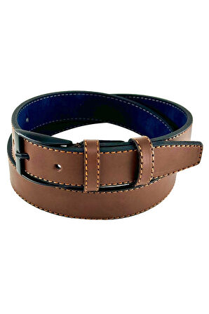 Kahverengi Çocuk Boy Suni Deri Dikişli Model 3 cm.lik Garson Klasik Kemer - XD-G9-ST