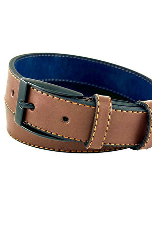 Kahverengi Çocuk Boy Suni Deri Dikişli Model 3 cm.lik Garson Klasik Kemer - XD-G9-ST