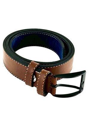 Kahverengi Çocuk Boy Suni Deri Dikişli Model 3 cm.lik Garson Klasik Kemer - XD-G9-ST