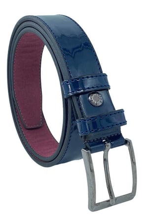 Lacivert Rugan Çocuk Boy Suni Deri Düz Model 3 cm.lik Garson Klasik Kemer // XD-G95-ST