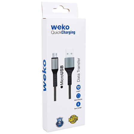 WK-22023 USB TO MICRO USB ÖRGÜLÜ GRİ 1 MT ŞARJ KABLOSU