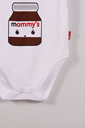 Yeni Doğan 3-12 Ay Mommy's Çikolata Askılı Unisex Body Beyaz