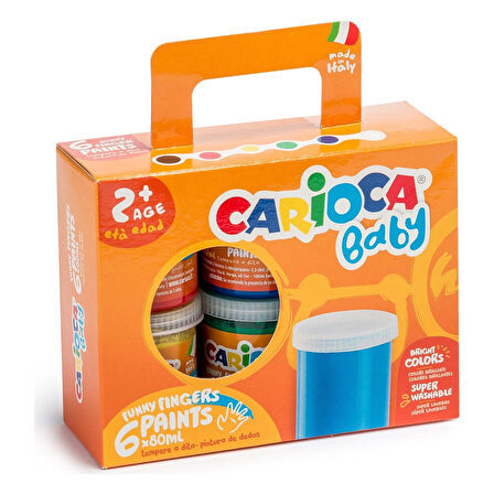 Carioca Bebek Parmak Boyası 6'Lı 6x80 ml Süper Yıkanabilir +2 Yaş