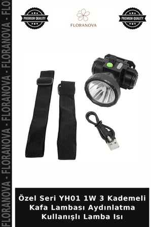 Özel Seri YH01 1W 3 Kademeli Kafa Lambası Aydınlatma Kullanışlı Lamba Isı