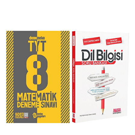 Metin Yayınları TYT Matematik 8 Deneme ve AKM Dil Bilgisi Soru Bankası Seti 2 Kitap