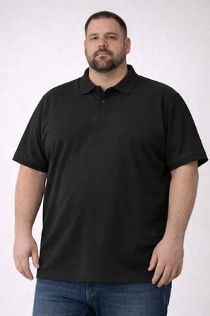 Erkek Pike Kumaş Düğmeli Yaka Battal Büyük Beden Günlük Kısa Kol Tişört Tshirt