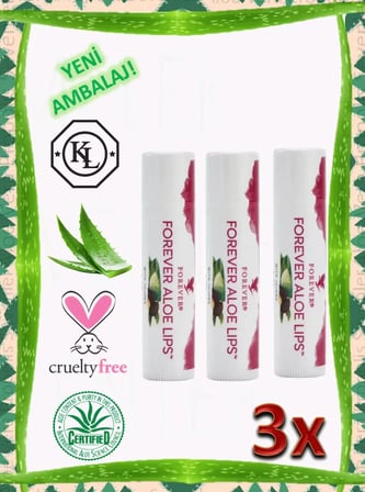 Forever Aloe Lips Aloe Vera ve Jojoba Yağı İçeren Dudak Koruyucu 3 x 4,25 g