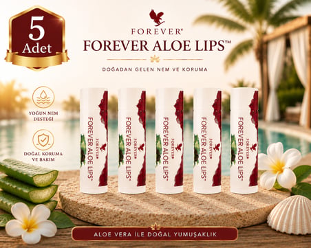 Forever Aloe Lips Aloe Vera ve Jojoba Yağı İçeren Dudak Koruyucu 5 x 4,25 g