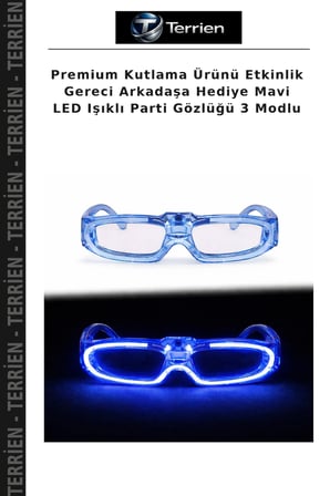 Premium Kutlama Ürünü Etkinlik Gereci Arkadaşa Hediye Mavi LED Işıklı Parti Gözlüğü 3 Modlu