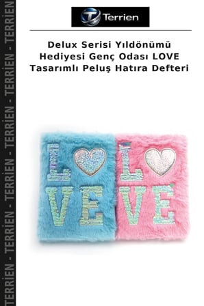 Delux Serisi Yıldönümü Hediyesi Genç Odası LOVE Tasarımlı Peluş Hatıra Defteri