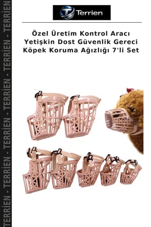 Özel Üretim Kontrol Aracı Yetişkin Dost Güvenlik Gereci Köpek Koruma Ağızlığı 7'li Set