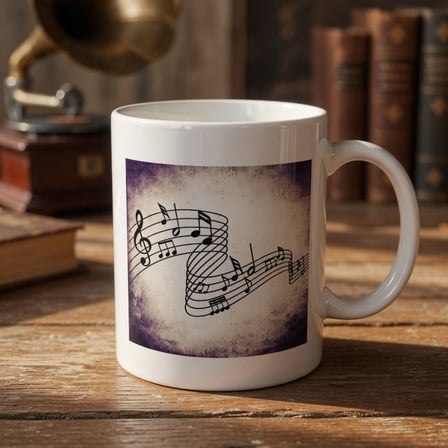 Özel Üretim Şans Hediyesi Günlük Kullanım Nota Baskılı Müzik Notaları Tasarımlı Kupa Bardak