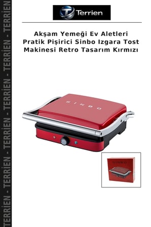 Akşam Yemeği Ev Aletleri Pratik Pişirici Sinbo Izgara Tost Makinesi Retro Tasarım Kırmızı