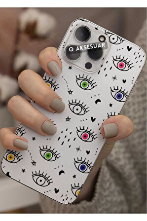 Xiaomi Redmi Note 11 Uyumlu Renkli Göz Tasarımlı Şeffaf Telefon Kılıfı Kapak Case