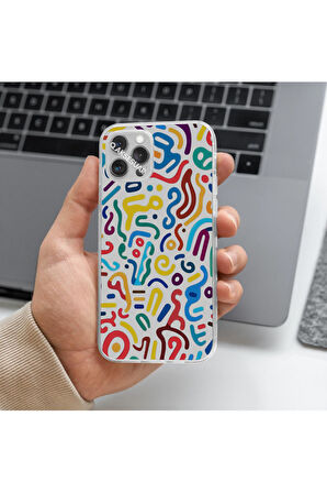 Xiaomi Redmi Note 12 4G Uyumlu Şekiller Tasarımlı Premium Şeffaf Telefon Kılıfı