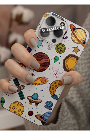 Xiaomi Redmi Note 12 Pro Uyumlu Gezegenler Tasarımlı Şeffaf Telefon Kılıfı Kapak Case