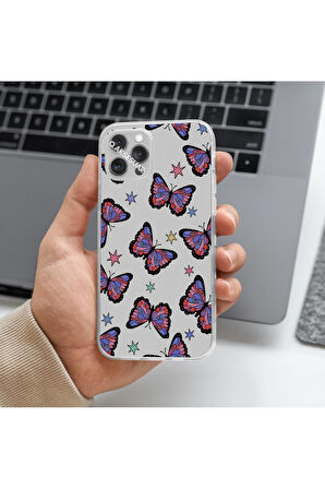Xiaomi Redmi Note 9 Pro Uyumlu Kelebek Tasarımlı Premium Şeffaf Telefon Kılıfı