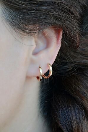 İnce Mini Halka Küpe Rose Gold