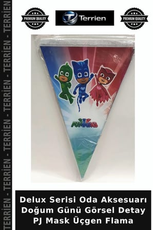 Delux Serisi Oda Aksesuarı Doğum Günü Görsel Detay PJ Mask Üçgen Flama