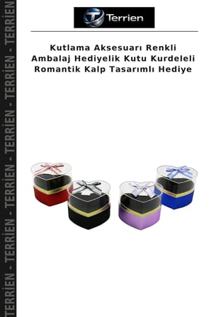 Kutlama Aksesuarı Renkli Ambalaj Hediyelik Kutu Kurdeleli Romantik Kalp Tasarımlı Hediye