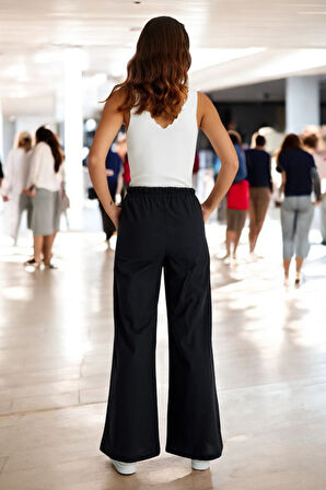 Yazlık Beli Lastikli Keten Pantolon