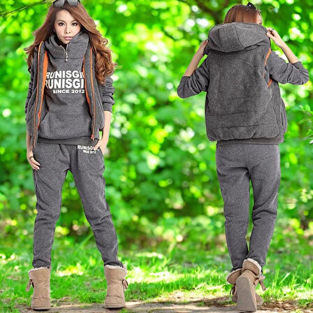 Kışlık Rahat Üçlü Eşofman Takımı