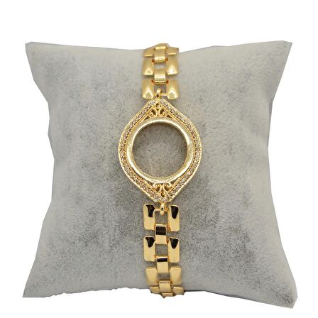 Altın Renk Zirkon Taşlı Çeyrek Altın Koyulan Kadın Bileklik Çerçeve 768