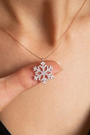 Altın Renk Kartanesi Kolye Zirkon Beyaz Taşlı Kar Tanesi Kolye 814