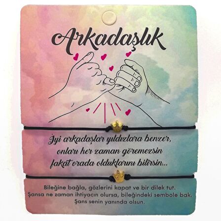 Altın Renk Siyah  İp Taç Arkadaş  Bilekliği - 1141