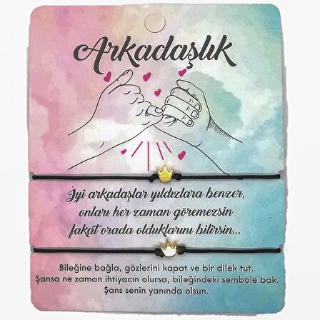 Altın Renk Siyah  İp Taç Arkadaş  Bilekliği - 1141