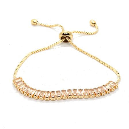 Altın Renk Zirkon Beyaz Taş  Baget Asansör  Bileklik - 1413