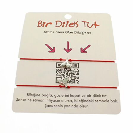 Gümüş Renk Kırmızı İp Kuyruk  Arkadaş  Bilekliği - 1856