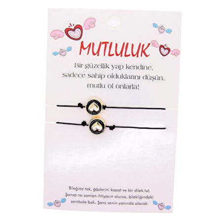 Altın Renk Kalp Mutluluk Arkadaş Şans Bilekliği - 2694