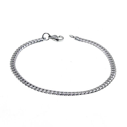 Gümüş Renk Unisex Plüton Çelik Kalın Örme Zincir Çelik Bileklik - 2802