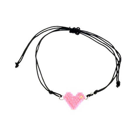 Altın Renk Pembe Kalp Model Miyuki Bileklik - 2938