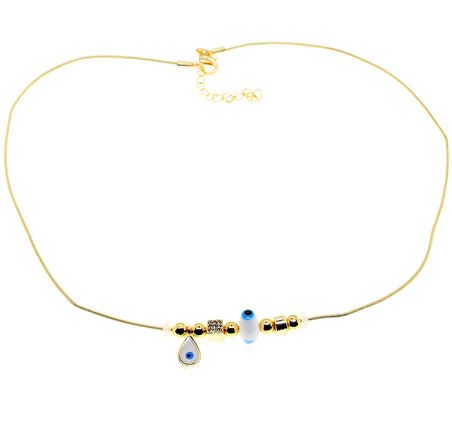 Altın Renk Beyaz Damla Pandora Model Zirkon Kolye  - 3004