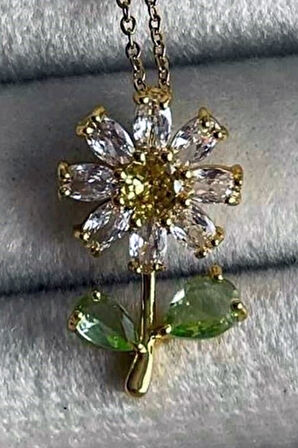 Altın Renk Sf Zincir Papatya Model Vip Solmaz Kararmaz Çelik Kolye - 3048