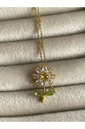 Altın Renk Sf Zincir Papatya Model Vip Solmaz Kararmaz Çelik Kolye - 3048