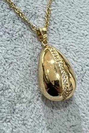 Altın Renk Sf Zincirde Sıra Taşlı Göz Yaşı Bottega Model Vip Solmaz Kararmaz Çelik Kolye- 3052