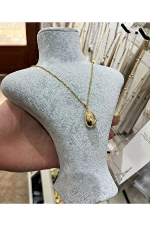 Altın Renk Sf Zincirde Sıra Taşlı Göz Yaşı Bottega Model Vip Solmaz Kararmaz Çelik Kolye- 3052