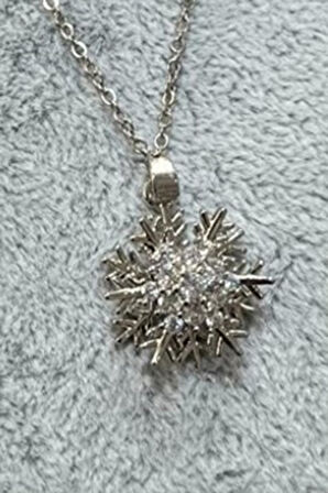 Gümüş Renk Sf Zincir Kar Tanesi Model Ucu Dönen Vip Solmaz Kararmaz Çelik Kolye - 3064
