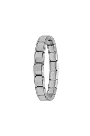Gümüş Renk 18 Parçadan Oluşan Unisex 18 Cm.  Nomi İtalyan Charm  Çelik Bileklik (YAZISIZ)- 3120