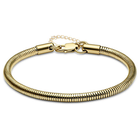 Altın Renk Unisex Snake Zincir (4 mm) Çelik Bileklik - 3138