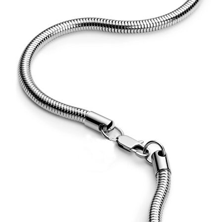 Gümüş Renk Unisex Snake Zincir (4 mm) 60 cm. Çelik Kolye- 3141