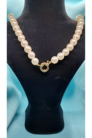 Altın Renk İnci Gemici Kilit Dümen Boncuksuz Kolye Bijuteri Kolye - 3151